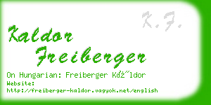 kaldor freiberger business card
